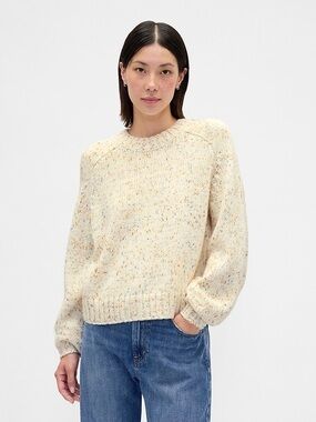 Gap Wool&Cotton Blend Relaxed Crewneck Speckled Cream Sweater NWT women’s size M